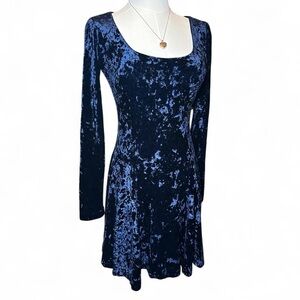 90s Grunge Cache Blue Velvet Dress Vintage